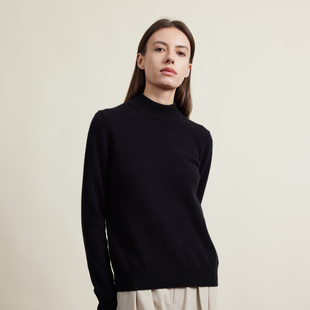 圣雪绒23秋冬新款 内搭通勤长袖 套头针织衫 女半高领纯色混纺羊绒衫