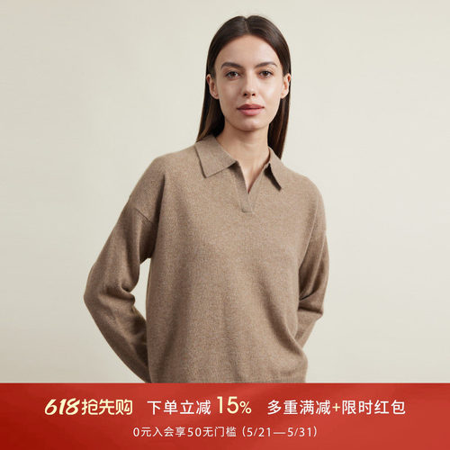 圣雪绒宽松羊绒POLO衫通勤百搭