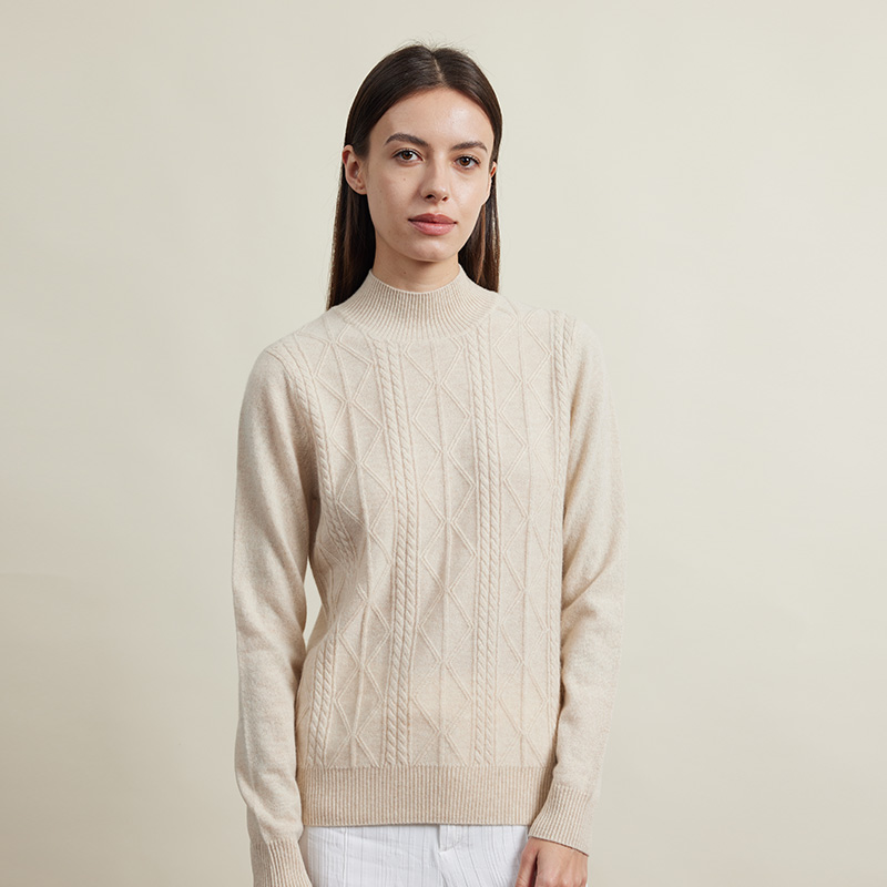 圣雪绒轻熟风通勤百搭绞花羊绒衫