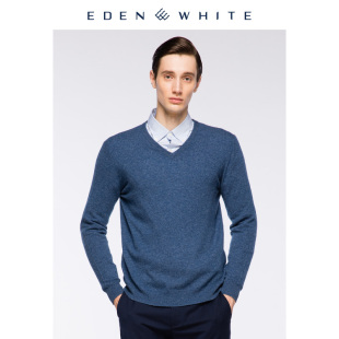 100%纯羊绒衫 针织衫 男V领基本款 修身 休闲商务套头长袖 圣雪绒冬季