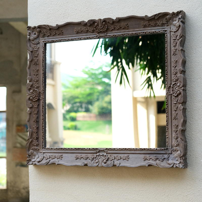 欧式镜框复古风格装饰中式欧美原木手工雕刻相框黑色定做尺寸36寸