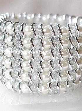 遮伤疤仿珍珠百搭宽版手镯原创