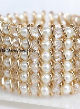大市原创遮伤疤宽手链舞台仿珍珠