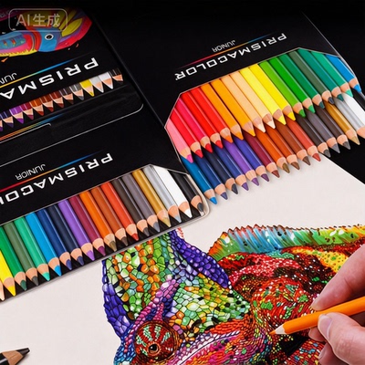 Prismacolor霹雳马junior油性彩色铅笔36/48色初学者零基础入门纸盒套装学生儿童美术手绘画涂色彩铅笔纸盒装
