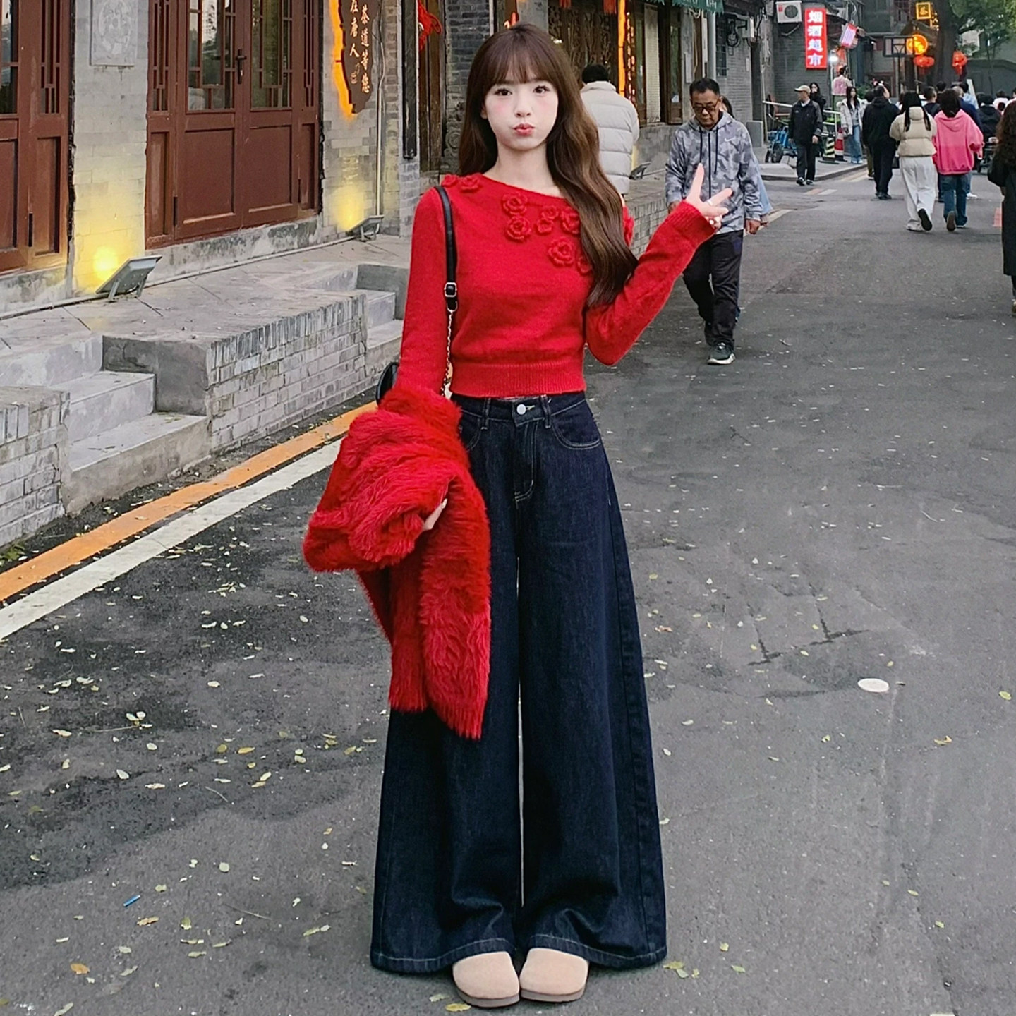 深蓝色美式复古牛仔裤女夏季2025新款春秋高腰宽松天丝阔腿直筒裤,女装/女士精品,休闲裤,淘宝优惠券,粉丝福利购,淘宝优惠卷