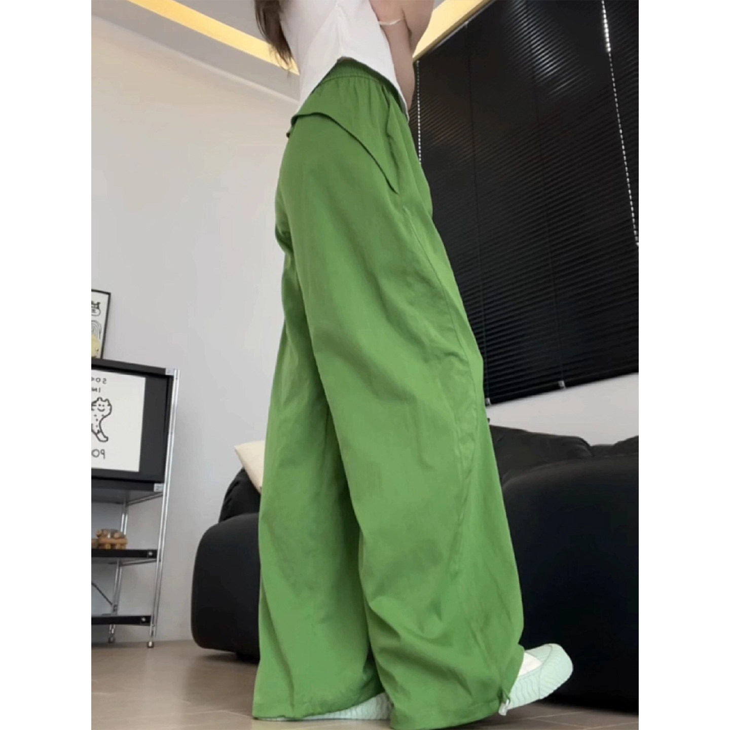 绿色美式复古工装裤女2025夏季薄款冲锋小个子登山速干运动阔腿裤,女装/女士精品,休闲裤,淘宝优惠券,粉丝福利购,淘宝优惠卷