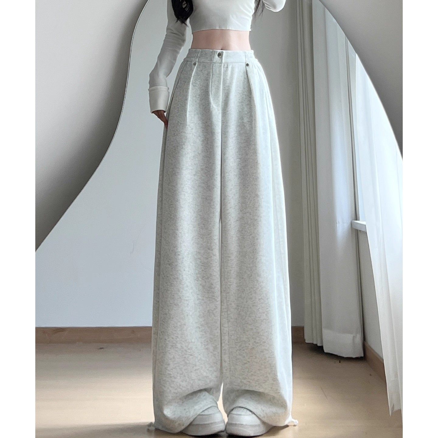 美式复古灰色运动裤女秋季慵懒宽松直筒卫裤小个子高腰垂感阔腿裤,女装/女士精品,休闲裤,淘宝优惠券,粉丝福利购,淘宝优惠卷