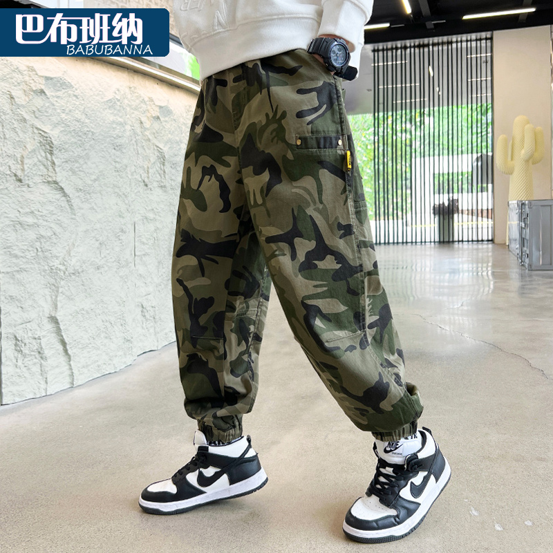 男童裤子加绒秋冬2025新款儿童迷彩裤大童运动裤加厚男孩休闲裤潮