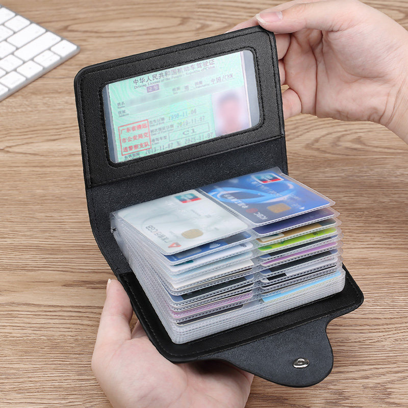 真牛皮卡包男大容量卡夹女简约卡套多卡位卡片包证件驾驶证套一体