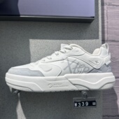 特步男板鞋 975419310008 低帮厚底增高休闲小白鞋 白色2025冬季 新款