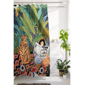 老虎加厚浴室浴帘防水卫生间窗帘隔断帘子免打孔北欧挂帘布帘ins