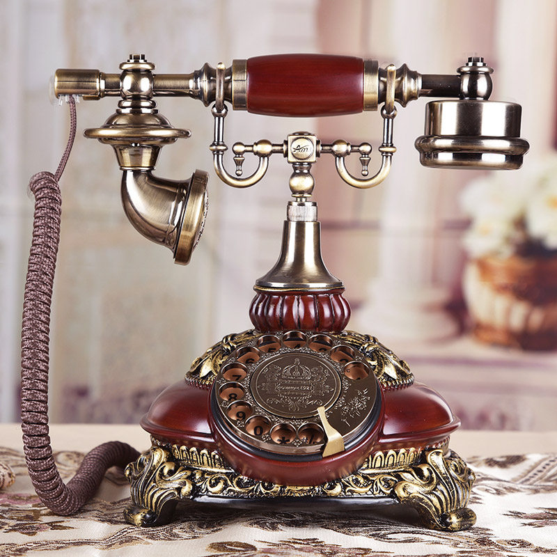 欧式复古转盘电话机美式仿古家用固定座机旋转古董无线插卡电话
