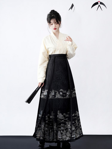 织金幻彩银马面裙汉服日常飞机袖