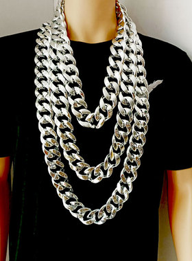 演出道具银色塑料土豪装饰品链子