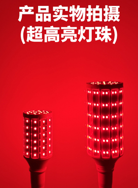 超亮纯大红色灯泡灯笼红彩光e27螺口玉米led婚房喜庆氛围养殖植物