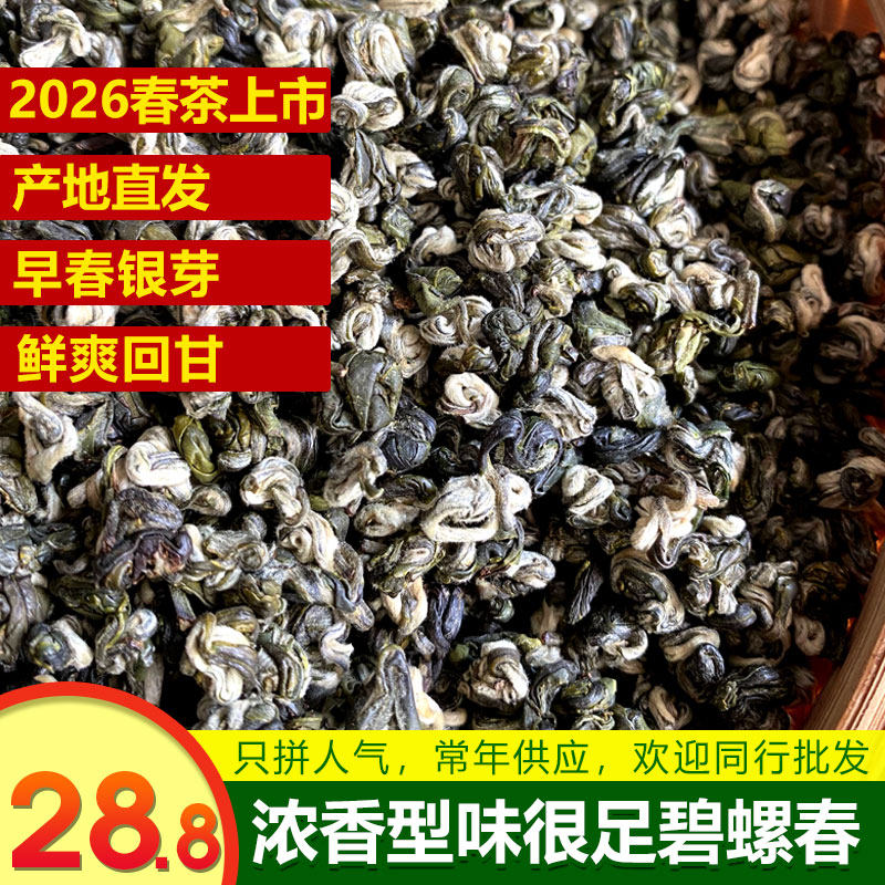 2026新茶浓香型云南明前碧螺春茶叶散装炒青绿茶鲜爽耐泡500g