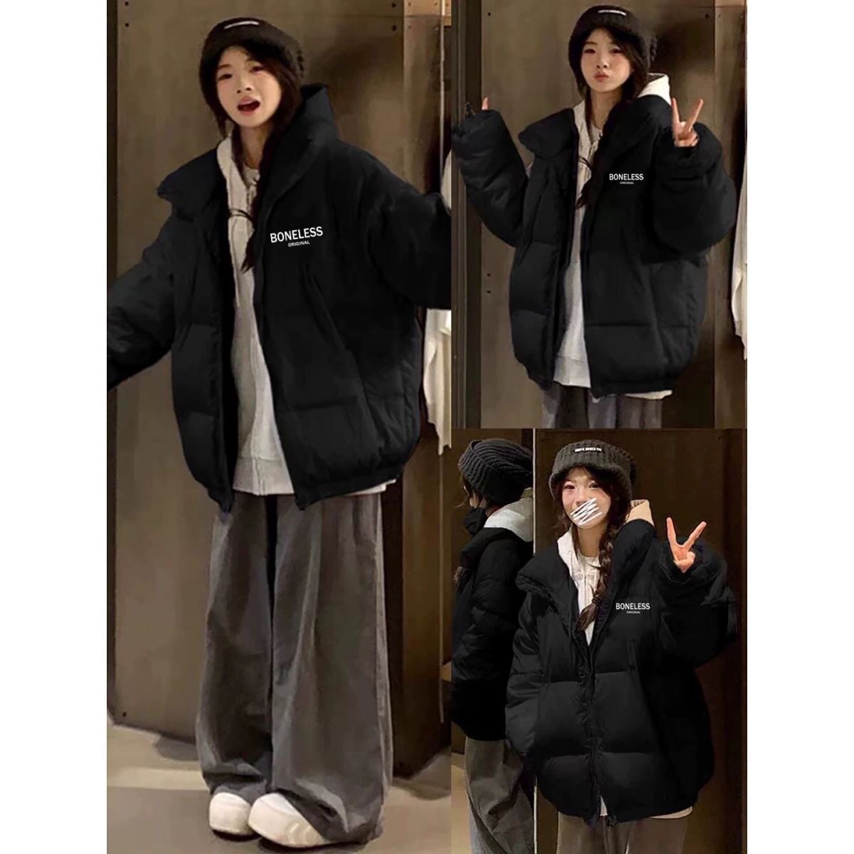 美式高街羽绒棉服女大童秋冬季2026年新款初中生宽松防寒棉袄外套
