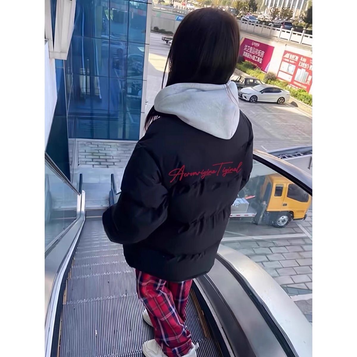 美式hiphop羽绒棉服女大童冬季2026新款初中高中学生宽松外套棉袄