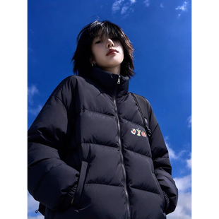韩版羽绒棉服女款潮牌高中生宽松立领黑色百搭冬季新款外套面包服