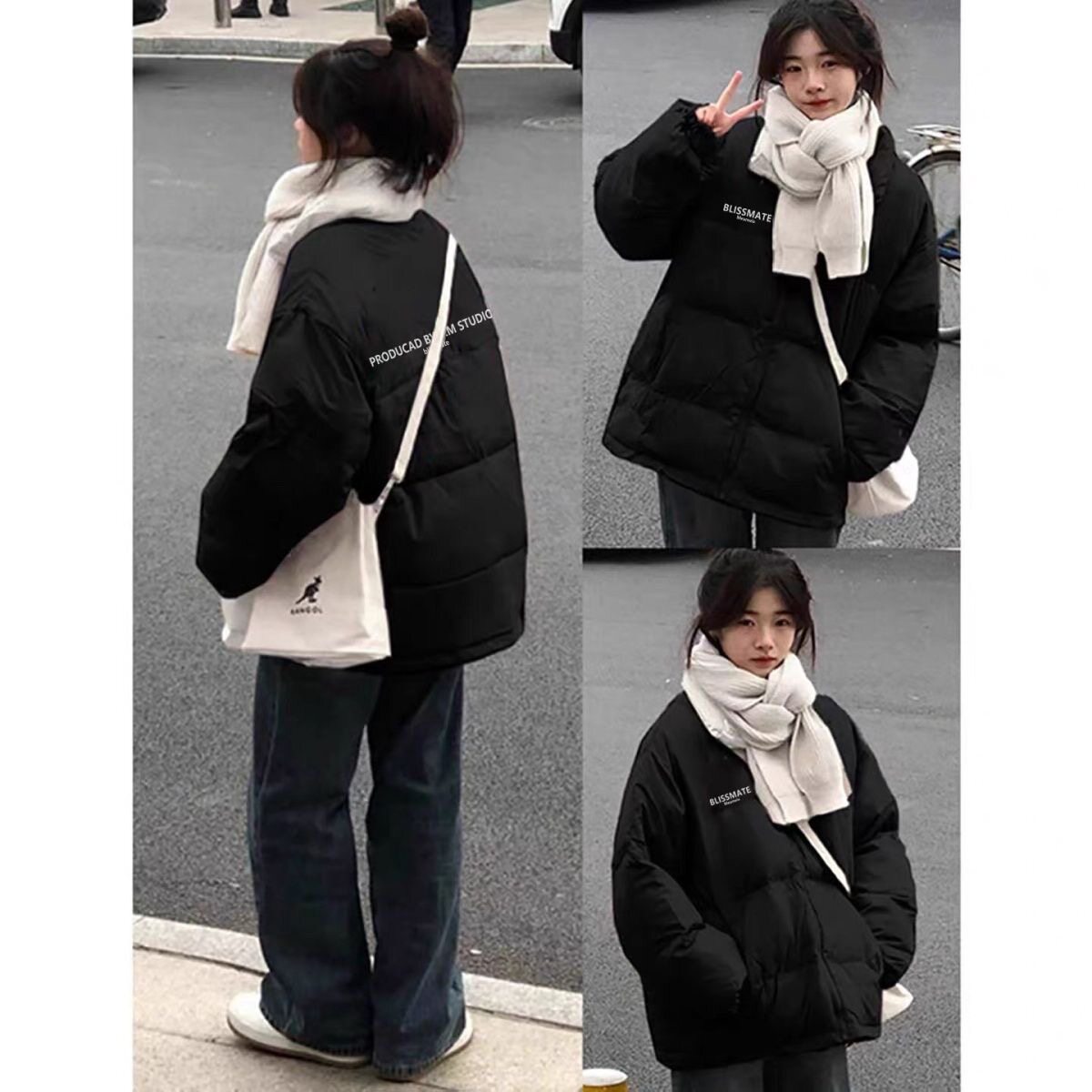 美式个性羽绒棉服女款冬季2026不臃肿初中生夹棉保暖宽松百搭外套