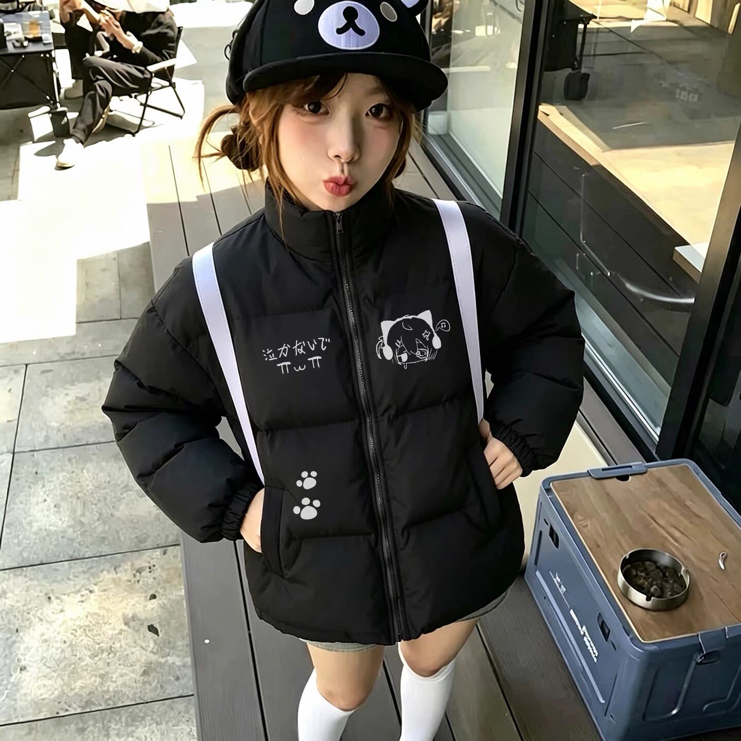 美式高街羽绒棉服女冬季新款高街风初中生宽松不臃肿立领棉衣外套