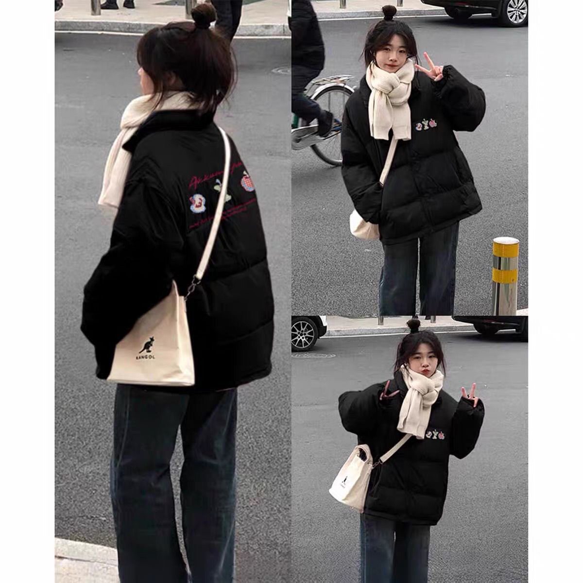 黑色新款女秋冬宽松加厚羽绒棉服初中高中学生棉衣外套潮牌棉袄