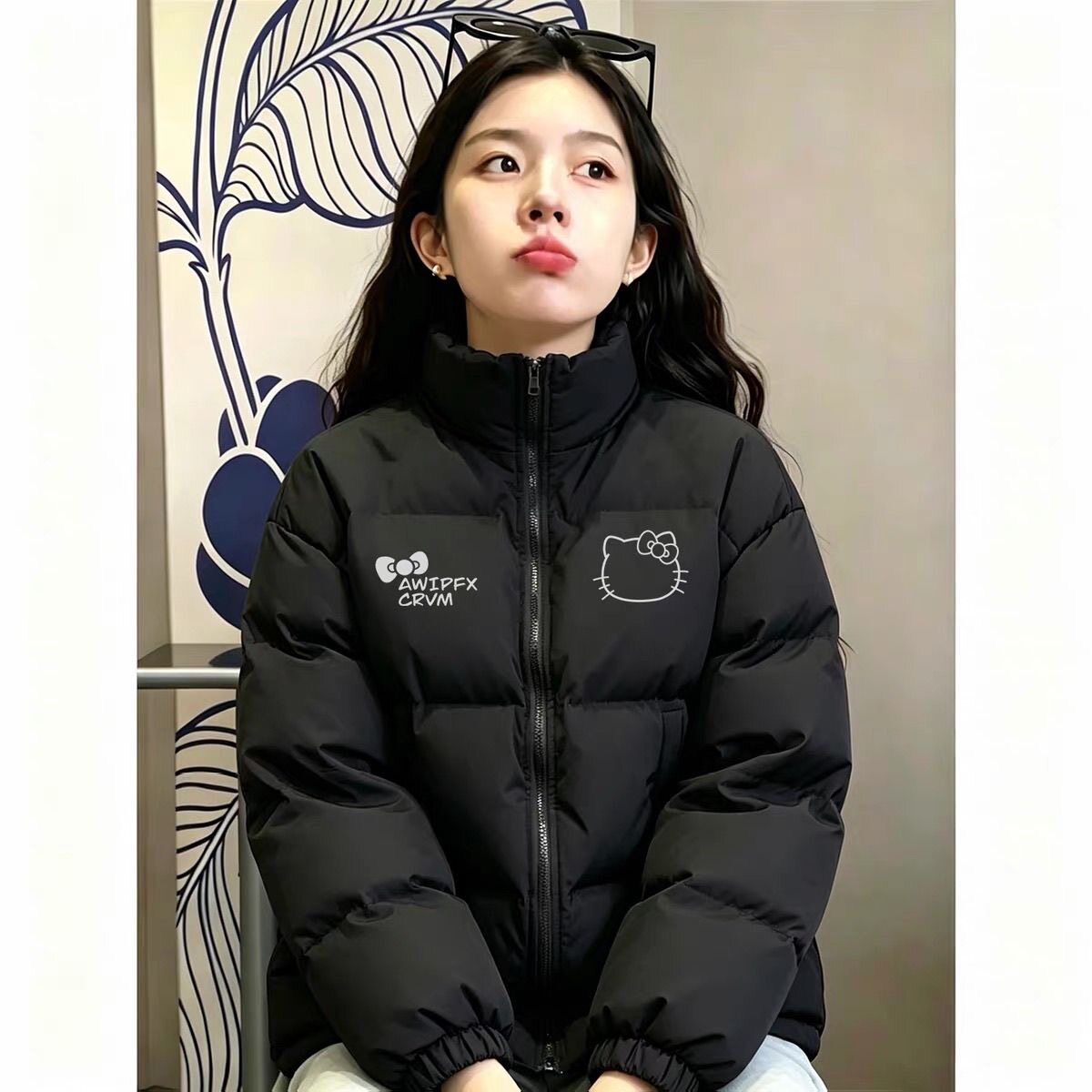 美式潮牌羽绒棉服女款冬季复古洋气个性初中生不臃肿棉袄立领外套