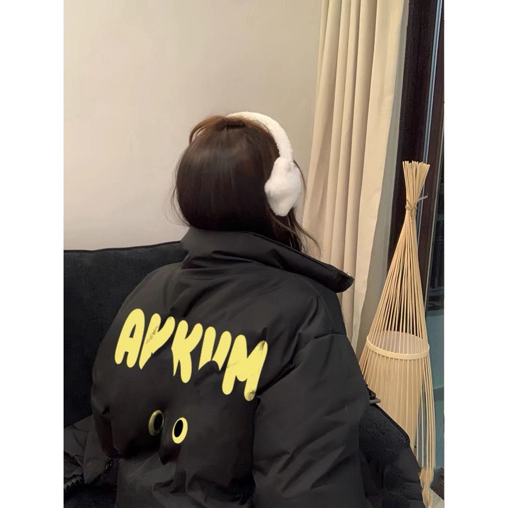 立领轻薄黑色羽绒棉服女秋冬季新款街头宽松加厚保暖面包服外套潮