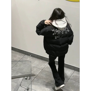 美式潮牌立领羽绒服女冬季新款街头宽松设计感加厚保暖棉服外套潮