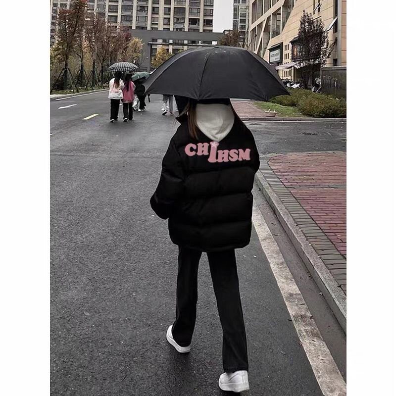 小个子轻薄立领羽绒棉服女冬款韩系学院风潮牌大学生保暖加厚外套