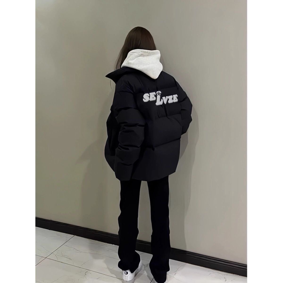 美式中性风羽绒棉服女冬季高中生小个子宽松加厚保暖面包服外套潮