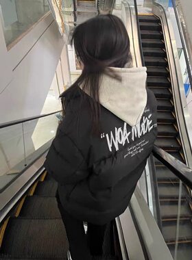 美式高街羽绒棉服女生秋冬季2026新款潮牌宽松保暖立领面包服外套