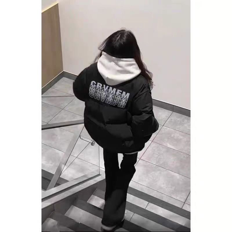 黑色潮牌羽绒棉服女冬季2026新款美式加厚棉袄显瘦不臃肿晋江棉衣