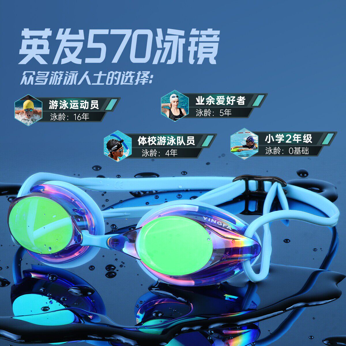 英发泳镜防水雾高清专业比