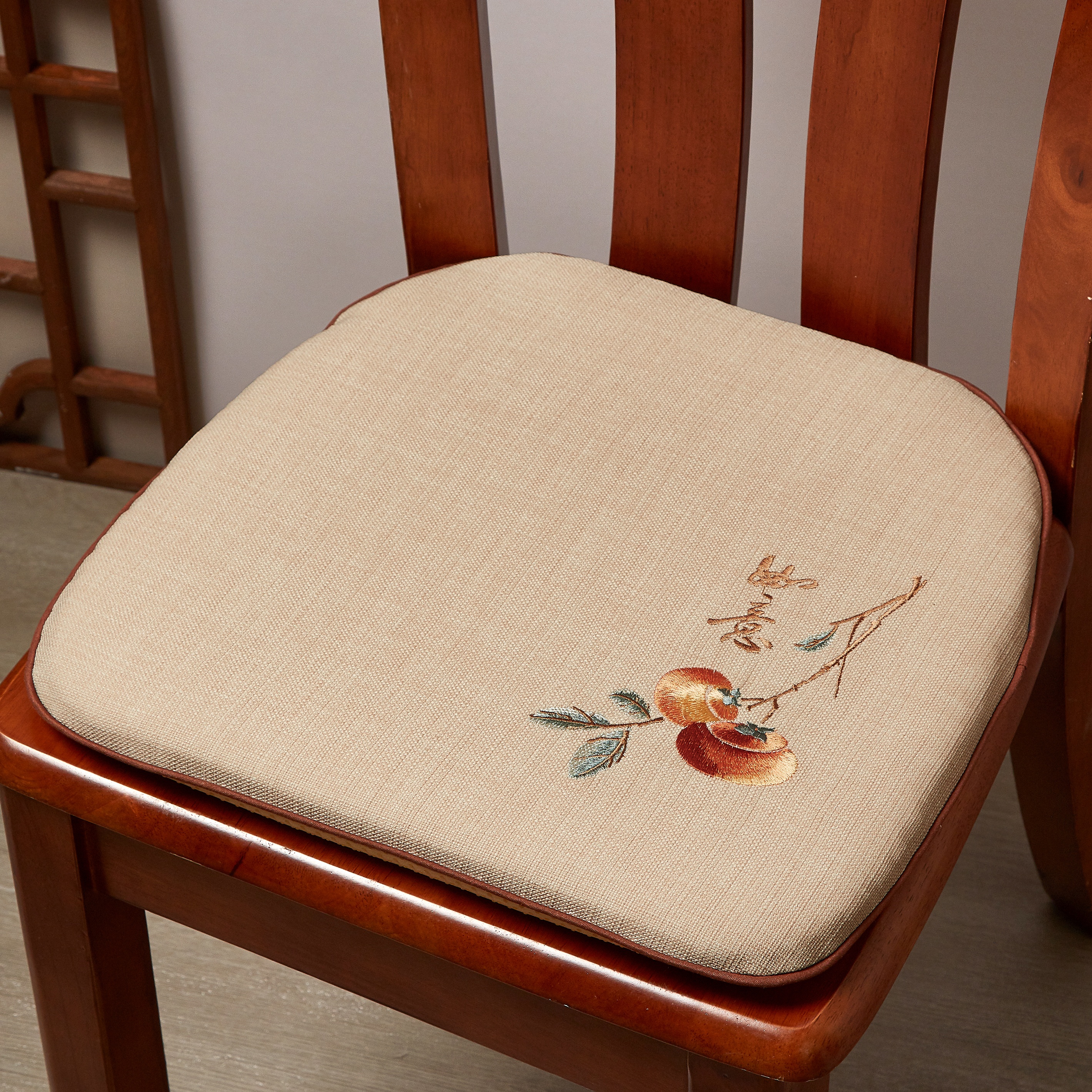 中式刺绣餐椅垫防滑可拆洗