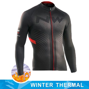 NW Brand Winter Cycling Jersey Long Sleeve Thermal Fleece B