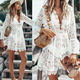 2020 New Summer Women Bikini Cover Up Floral Lace Hollow Cro