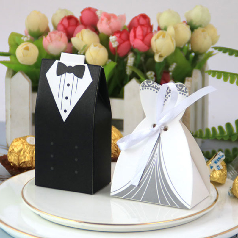50/100pcs bride and groom wedding favor and gifts bag candy