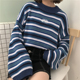 Loose Korean Harajuku Wild For Female Stripe Clothing Women