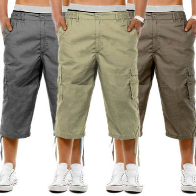 Men's Casual Combat Cargo Shorts 3/4 Sport Pants Beach Elas