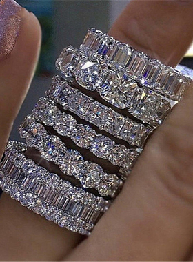 luxury 925 sterling silver wedding band eternity ring for w