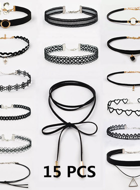 Choker Necklace Black Lace Velvet strip  woman Colla