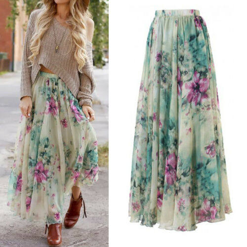 Meihuida 2020 Fashion New Chiffon Boho Women's Floral Long|msdalam kategori Butik wanita / wanita, skirt - dari Buy2taobao.com untuk memberikan perkhidmatan ejen Taobao profesional membeli