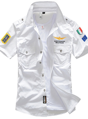 New 6XL Military Men's Short Sleeve Shirts Summer Fashion E