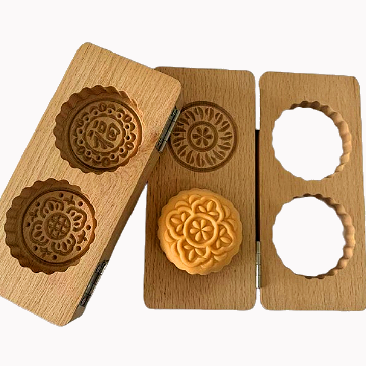 新款简易翻盖款绿豆糕冰皮月饼南瓜饼紫薯糕点面食传统中式实木