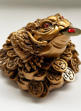 金蟾招财摆件三足蟾蜍旺财三脚金蝉家居客厅店铺办公室镇宅装饰品