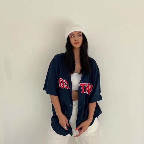 美式街头复古字母男女boston短袖