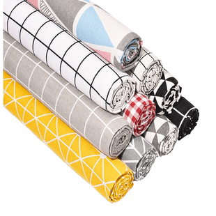 棉麻布料批发桌布布头亚麻格子少女心花布沙发窗帘ins背景布挂布