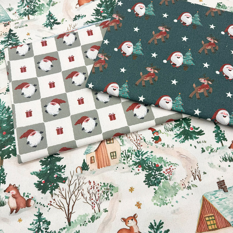 新款圣诞主题桌布布艺加密棉麻布料长方形餐桌布装饰茶几布diy布