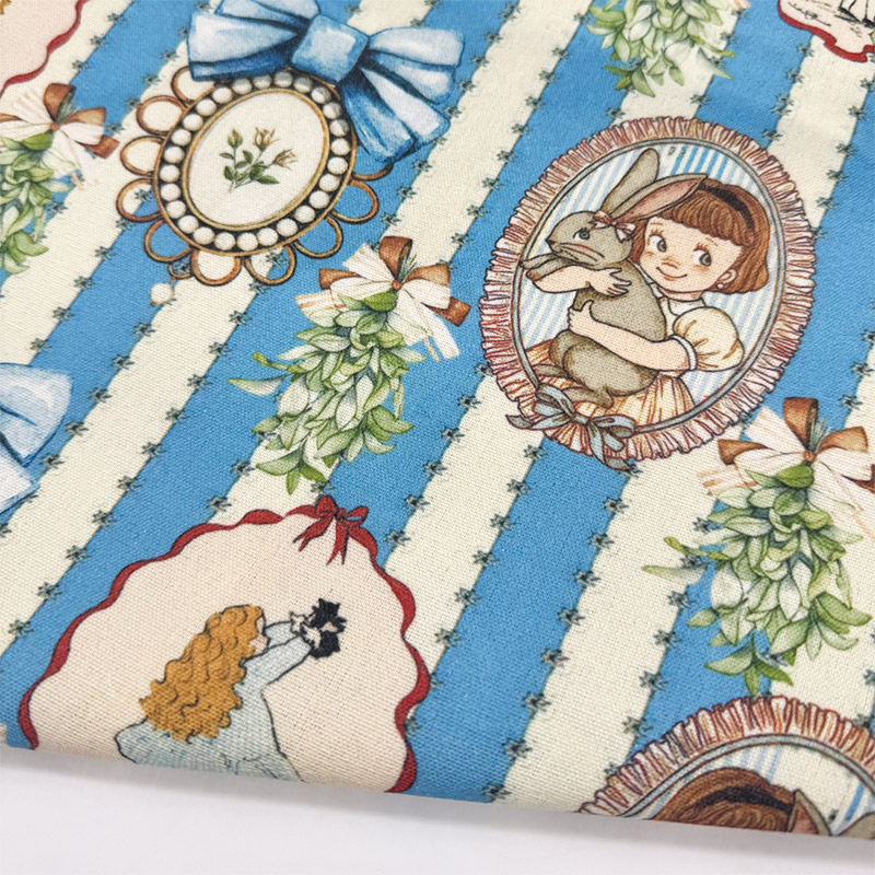 卡通镜子女孩印花布桌布棉麻布艺加密布料装饰布长方形餐桌布茶几